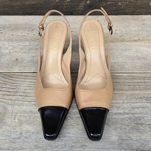 Franco Sarto GIAM Y2K Office Siren Two Tone Sqaure Pointed Cap Toe Heels 6.5M